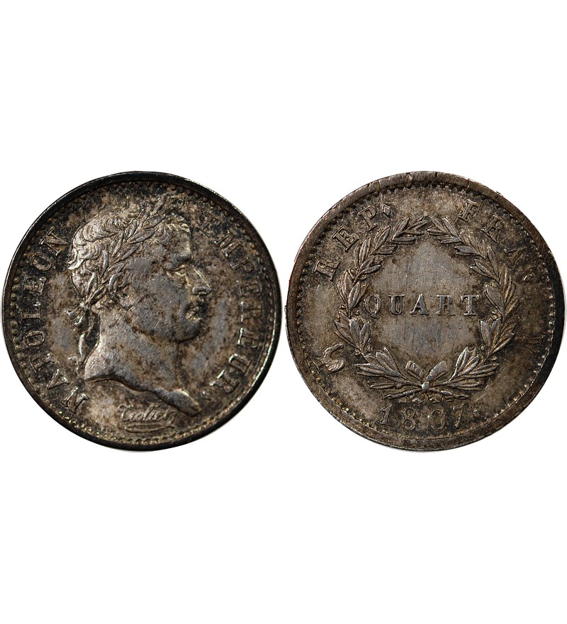 NAPOLEON Ier - 1/4 FRANC ARGENT 1807 A PARIS