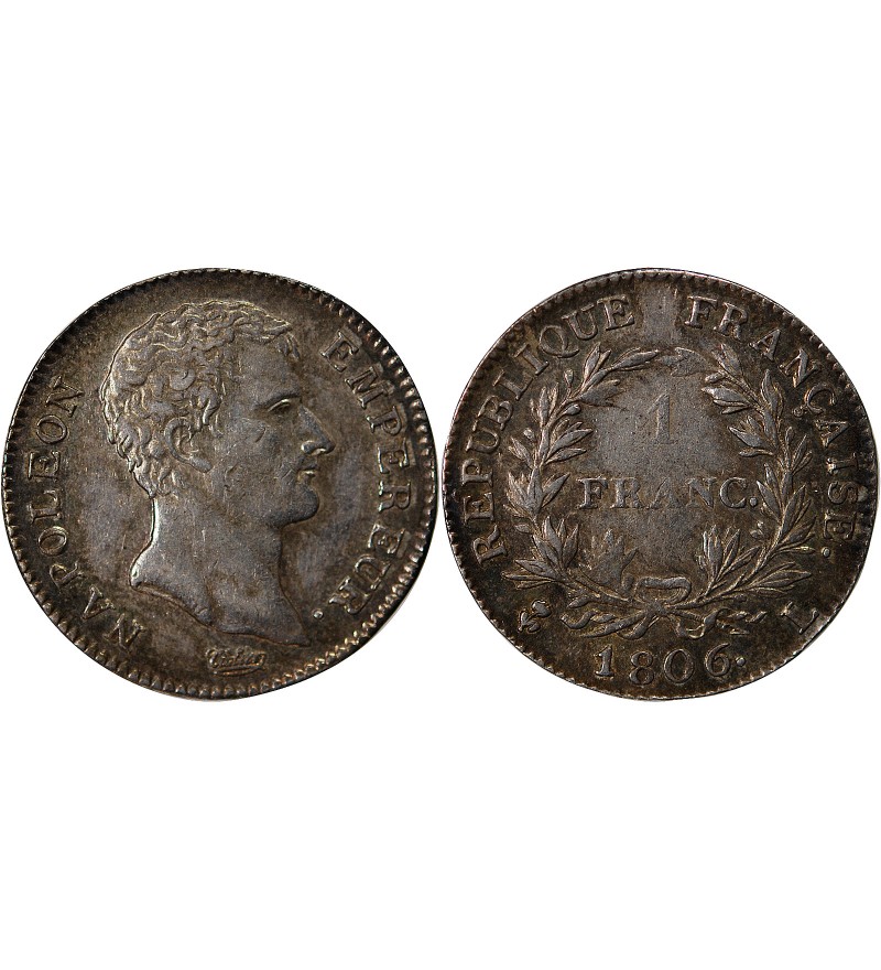 NAPOLEON Ier - 1 FRANC ARGENT 1806 L BAYONNE