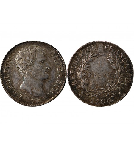 NAPOLEON Ier - 1 FRANC ARGENT 1806 L BAYONNE