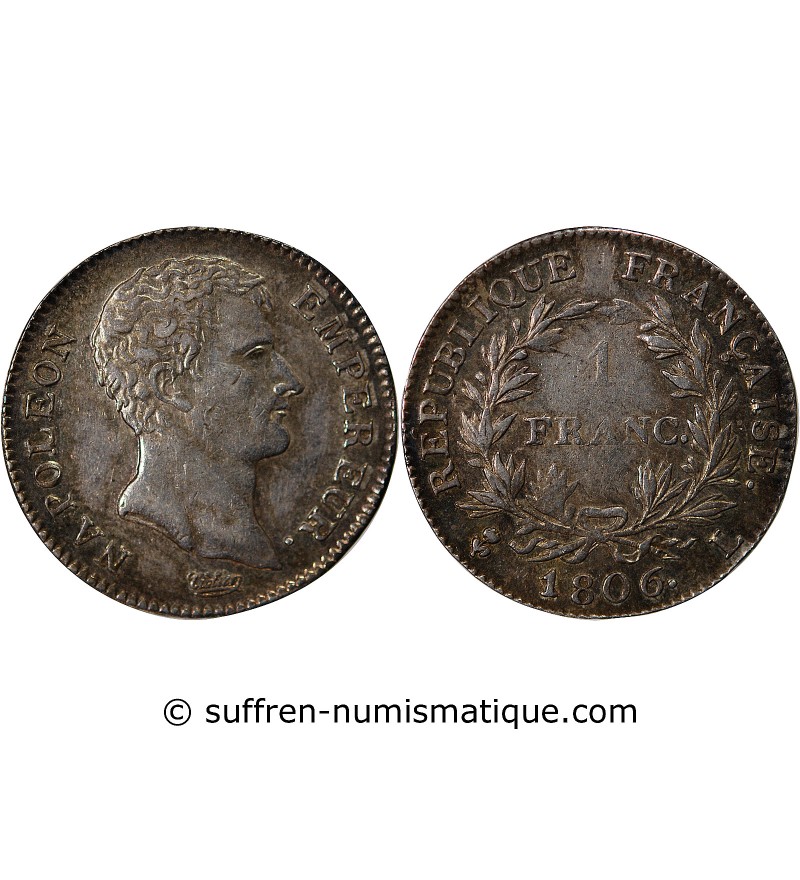 NAPOLEON Ier - 1 FRANC ARGENT 1806 L BAYONNE