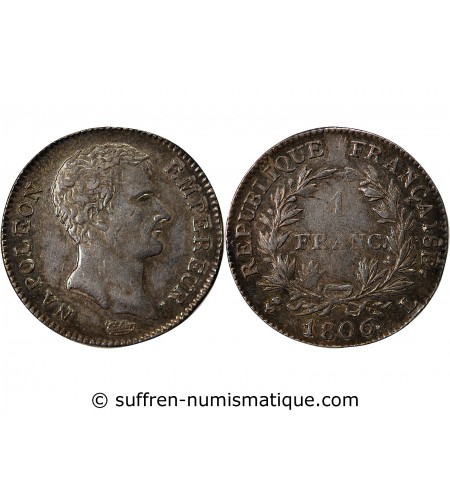 NAPOLEON Ier - 1 FRANC ARGENT 1806 L BAYONNE