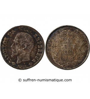 NAPOLEON III, TÊTE NUE - 20 CENTIMES ARGENT 1859 A PARIS