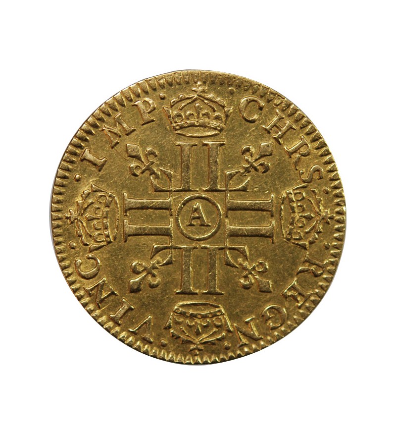 LOUIS XIV - 1/2 LOUIS D'OR A LA MECHE COURTE 1649 D LYON R4