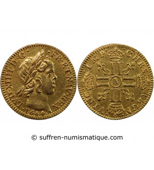 LOUIS XIV - 1/2 LOUIS D'OR A LA MECHE COURTE 1649 D LYON R4