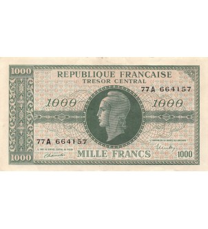 TRÉSOR CENTRAL, MARIANNE - 1000 FRANCS 1945 SÉRIE A - TTB