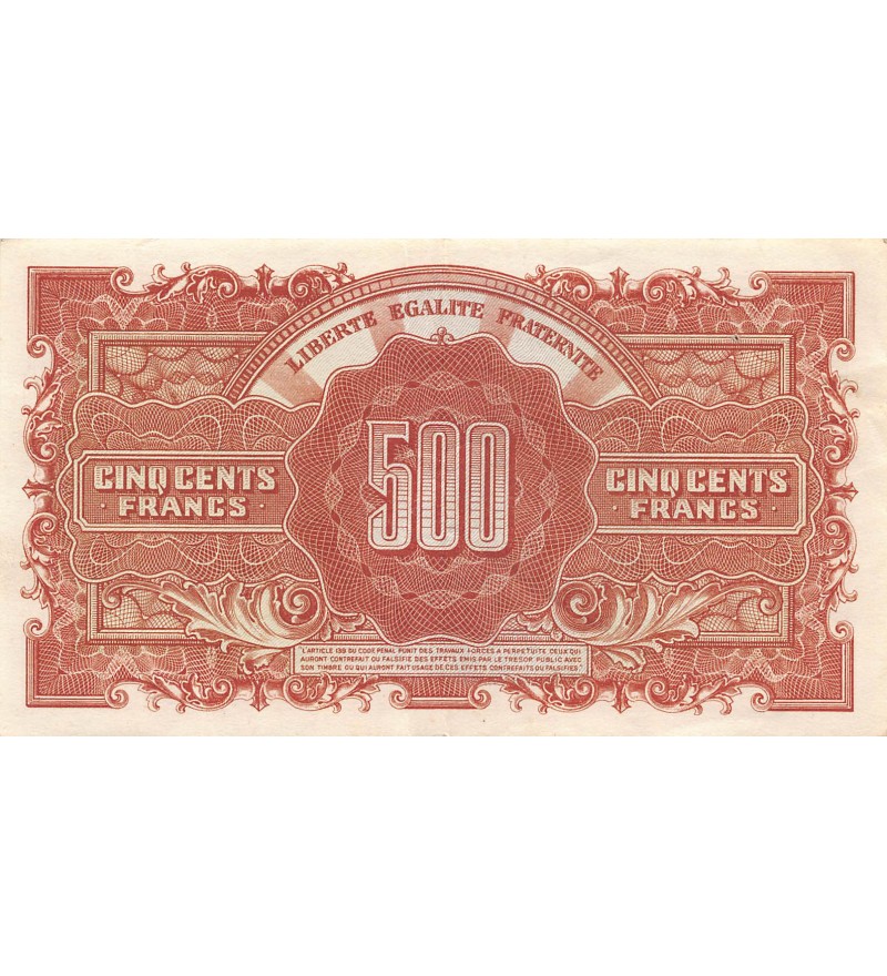 MARIANNE - 500 FRANCS 1945 SÉRIE L - TTB