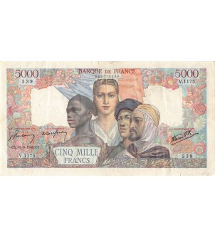 FRANCE, EMPIRE FRANCAIS - 5000 FRANCS 26/04/1945 - SÉRIE S.543 - TTB+