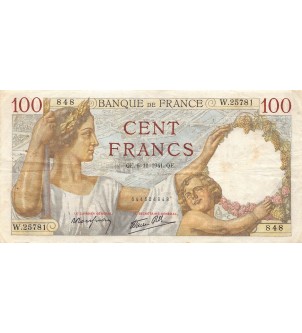 FRANCE, SULLY - 100 FRANCS 06/11/1941 - PTTB 2