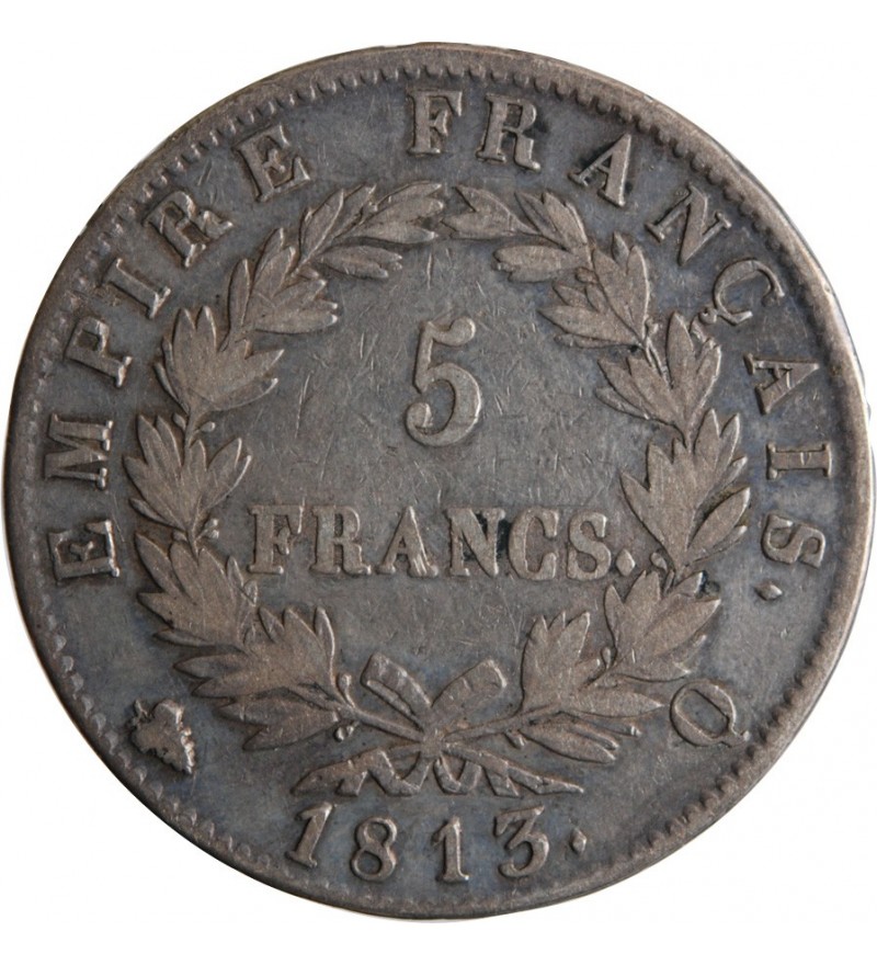 France 5 Francs Napoléon I  1813 Q Perpignan