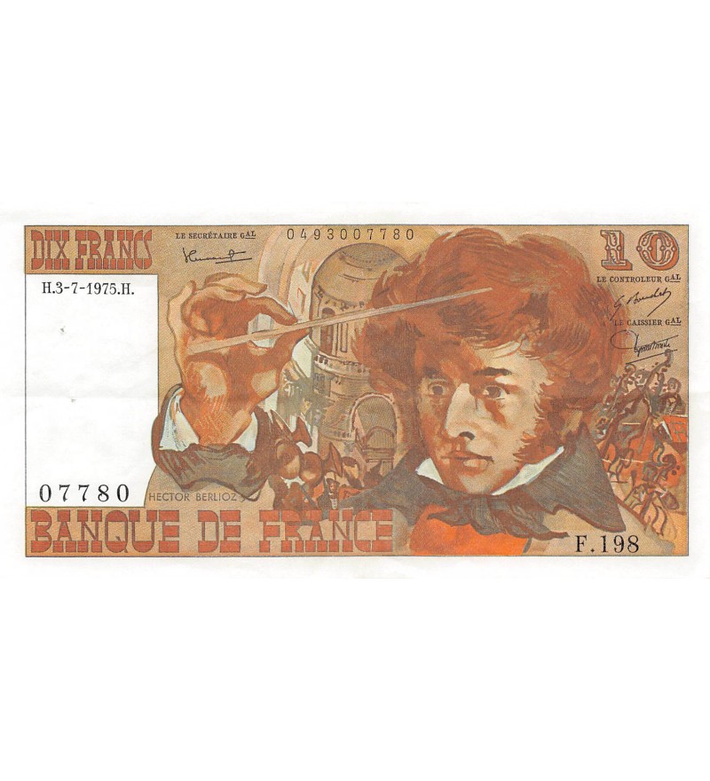 FRANCE, BERLIOZ - 10 FRANCS 06/03/1975 - SÉRIE G.169 - TTB+