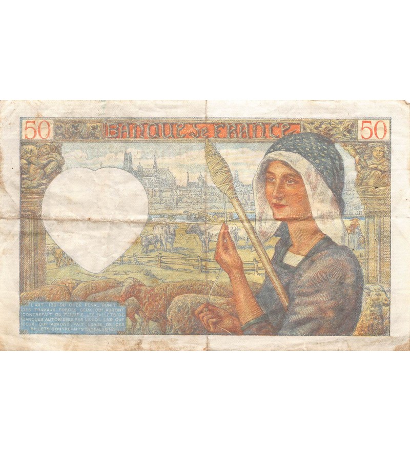 FRANCE, JACQUES COEUR - 50 FRANCS 18/12/1941 - SÉRIE M.152 - TB+