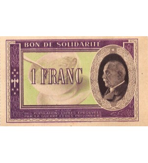 ETAT FRANCAIS, MARECHAL PETAIN - BON DE SOLIDARITE 1 FRANC 1941 - SUP