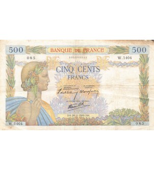FRANCE, LA PAIX - 500 FRANCS 28/11/1940 - SÉRIE W.1404 - PTTB 2