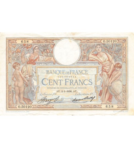 FRANCE, LUC-OLIVIER MERSON - 100 FRANCS 02/01/1936 - TTB