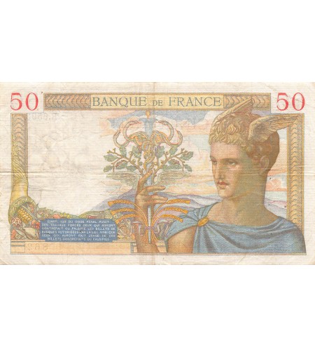 FRANCE, CÉRÈS - 50 FRANCS 05/08/1937 - SERIE R.6593 - PTTB
