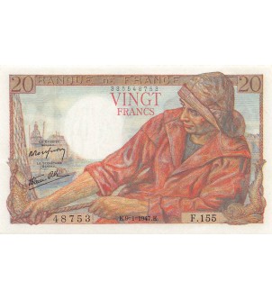 FRANCE, PÊCHEUR - 20 FRANCS 09/01/1947 - SÉRIE F.155 - SUP 2