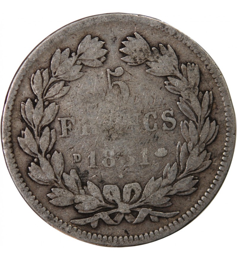 LOUIS PHILIPPE - 5 FRANCS ARGENT 1831 D LYON "Tr Creux"
