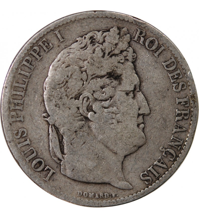 LOUIS PHILIPPE - 5 FRANCS ARGENT 1831 D LYON "Tr Creux"
