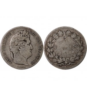 LOUIS PHILIPPE - 5 FRANCS ARGENT 1831 D LYON "Tr Creux" 2