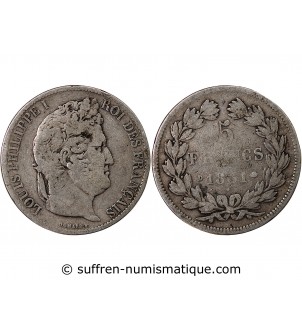 LOUIS PHILIPPE - 5 FRANCS ARGENT 1831 D LYON "Tr Creux"
