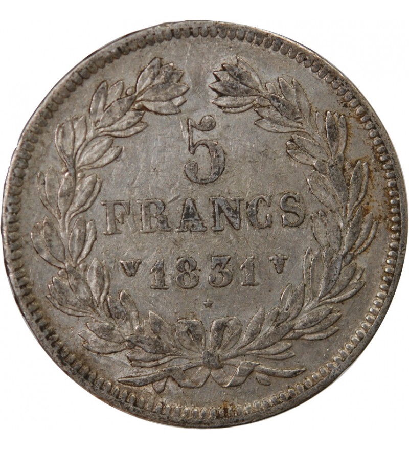 LOUIS PHILIPPE - 5 FRANCS 1831 W LILLE "Tranche en Relief"