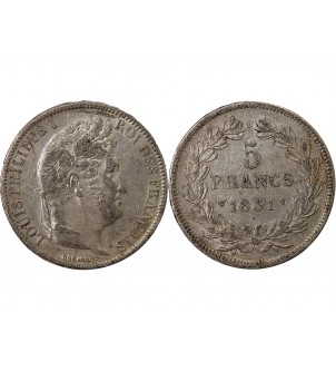 LOUIS PHILIPPE - 5 FRANCS 1831 W LILLE "Tranche en Relief" 2