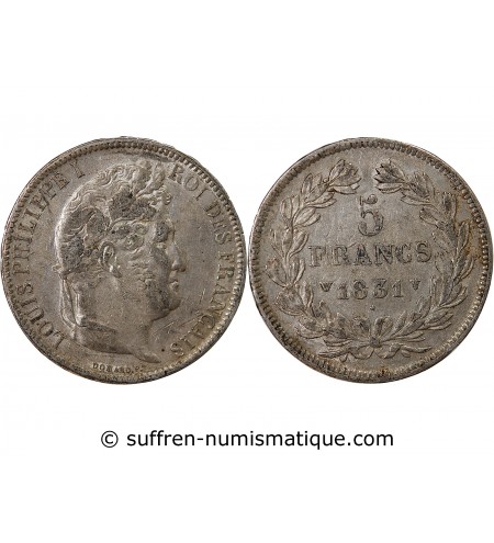 LOUIS PHILIPPE - 5 FRANCS 1831 W LILLE "Tranche en Relief"