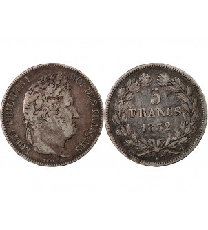 LOUIS PHILIPPE - 5 FRANCS ARGENT 1832 T NANTES 2