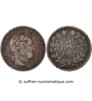 LOUIS PHILIPPE - 5 FRANCS ARGENT 1832 T NANTES