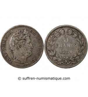 LOUIS PHILIPPE﻿ - 5 FRANCS ARGENT 1834 Q PERPIGNAN