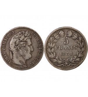 LOUIS PHILIPPE﻿ - 5 FRANCS ARGENT 1834 T NANTES 2