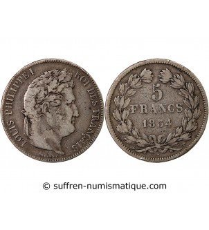 LOUIS PHILIPPE﻿ - 5 FRANCS ARGENT 1834 T NANTES