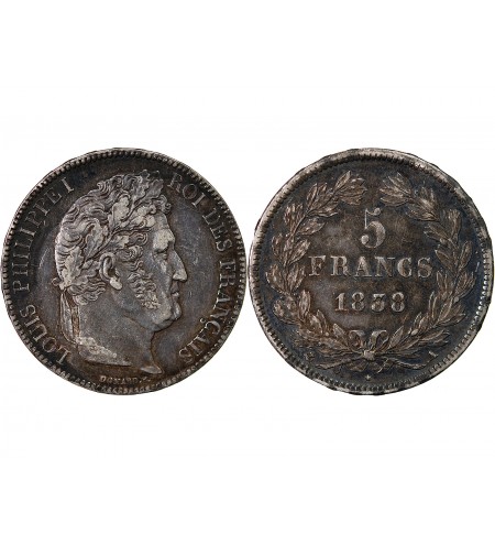 LOUIS PHILIPPE﻿ - 5 FRANCS ARGENT 1838 A PARIS