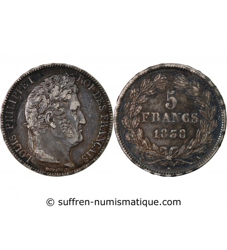 LOUIS PHILIPPE﻿ - 5 FRANCS ARGENT 1838 A PARIS