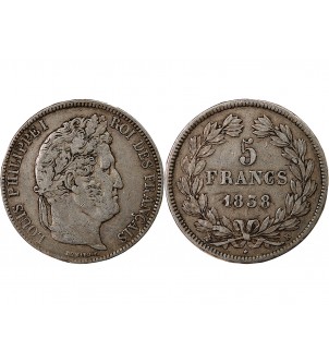 LOUIS PHILIPPE﻿ - 5 FRANCS ARGENT 1838 K BORDEAUX 2