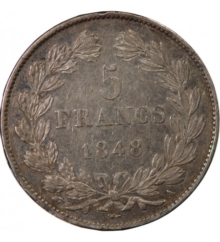 LOUIS PHILIPPE﻿ - 5 FRANCS ARGENT 1848 A PARIS