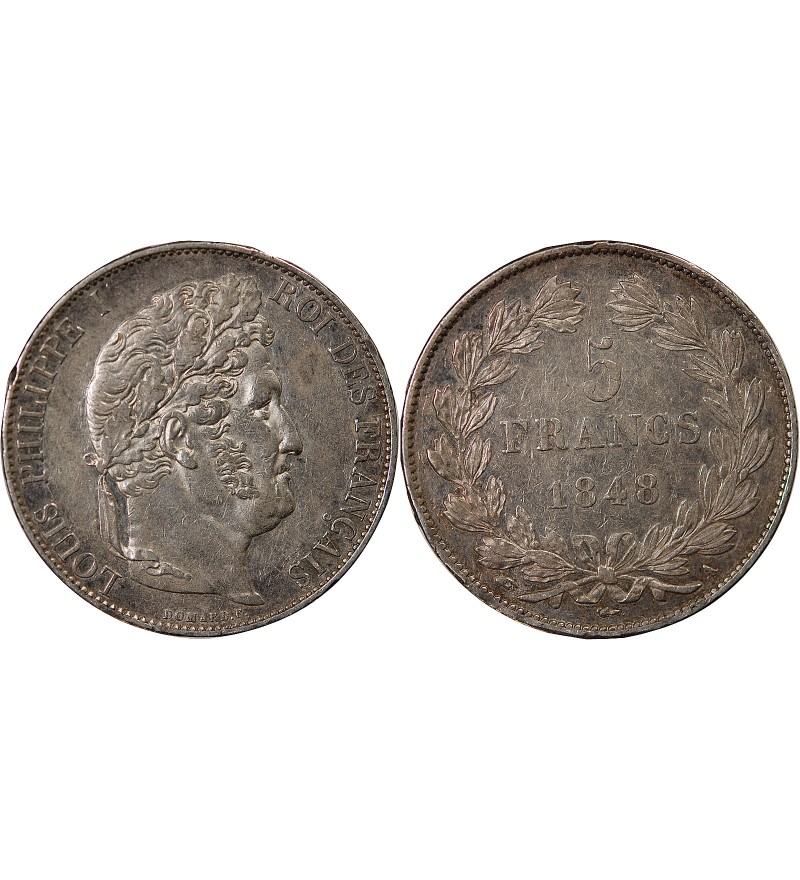 LOUIS PHILIPPE﻿ - 5 FRANCS ARGENT 1848 A PARIS