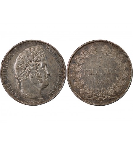 LOUIS PHILIPPE﻿ - 5 FRANCS ARGENT 1848 A PARIS