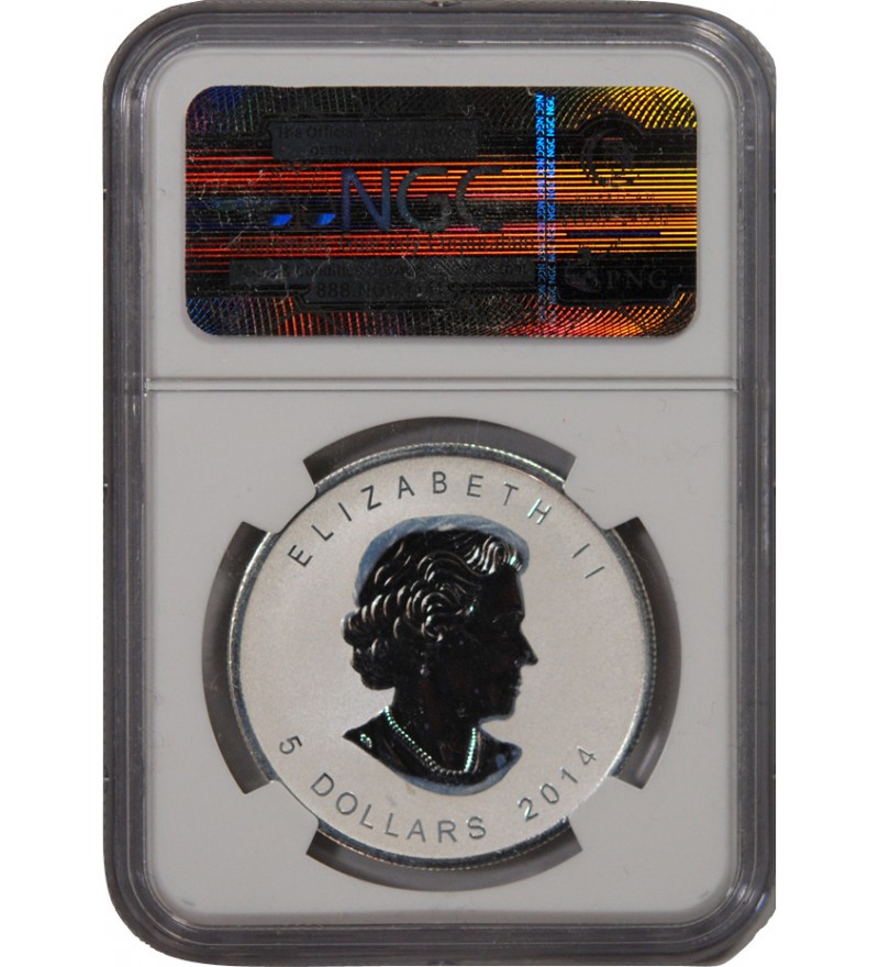 CANADA, MAPLE LEAF - 5 DOLLARS ARGENT 2014 - NGC PF 69 - HORSE PRIVY