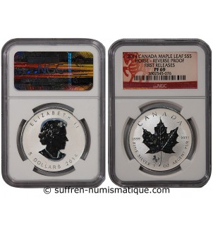 CANADA, MAPLE LEAF - 5 DOLLARS ARGENT 2014 - NGC PF 69 - HORSE PRIVY