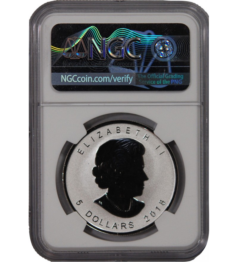 CANADA, MAPLE LEAF - 5 DOLLARS ARGENT 2018 - NGC PF 69 - THOMAS EDISON PRIVY