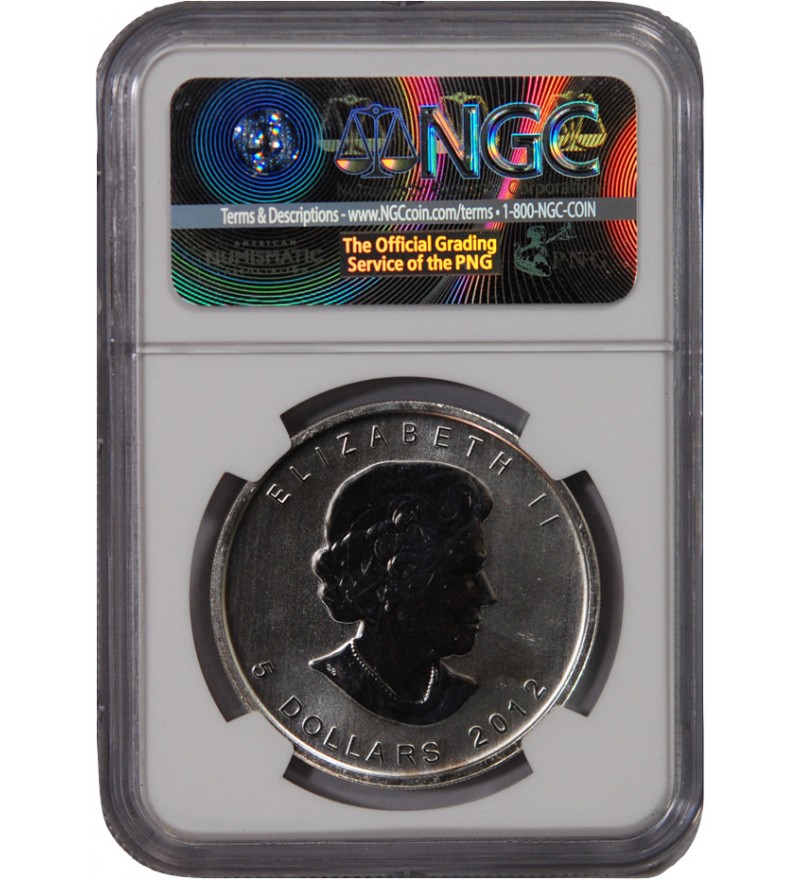 CANADA, MAPLE LEAF - 5 DOLLARS ARGENT 2012 - NGC MS 63