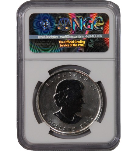 CANADA, MAPLE LEAF - 5 DOLLARS ARGENT 2012 - NGC MS 63