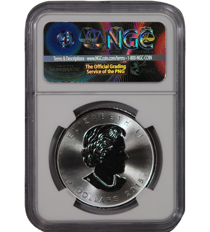 CANADA, MAPLE LEAF - 5 DOLLARS ARGENT 2015 - NGC MS 69