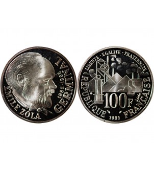 EMILE ZOLA - 100 FRANCS ARGENT 1985 FRAPPE BE 2