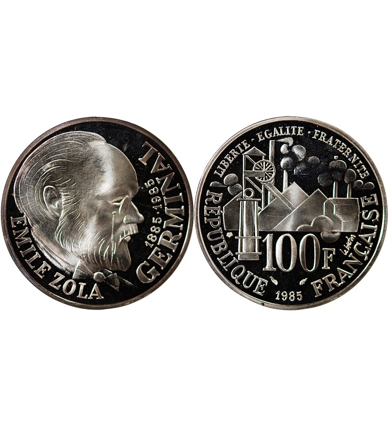 EMILE ZOLA - 100 FRANCS ARGENT 1985 FRAPPE BE