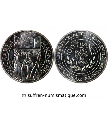 CHARLEMAGNE - ESSAI DE 100 FRANCS ARGENT 1990