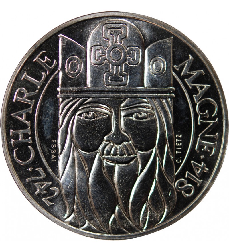 CHARLEMAGNE - ESSAI DE 100 FRANCS ARGENT 1990