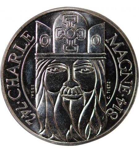 CHARLEMAGNE - ESSAI DE 100 FRANCS ARGENT 1990