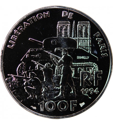 LIBERATION DE PARIS - ESSAI DE 100 FRANCS ARGENT 1994